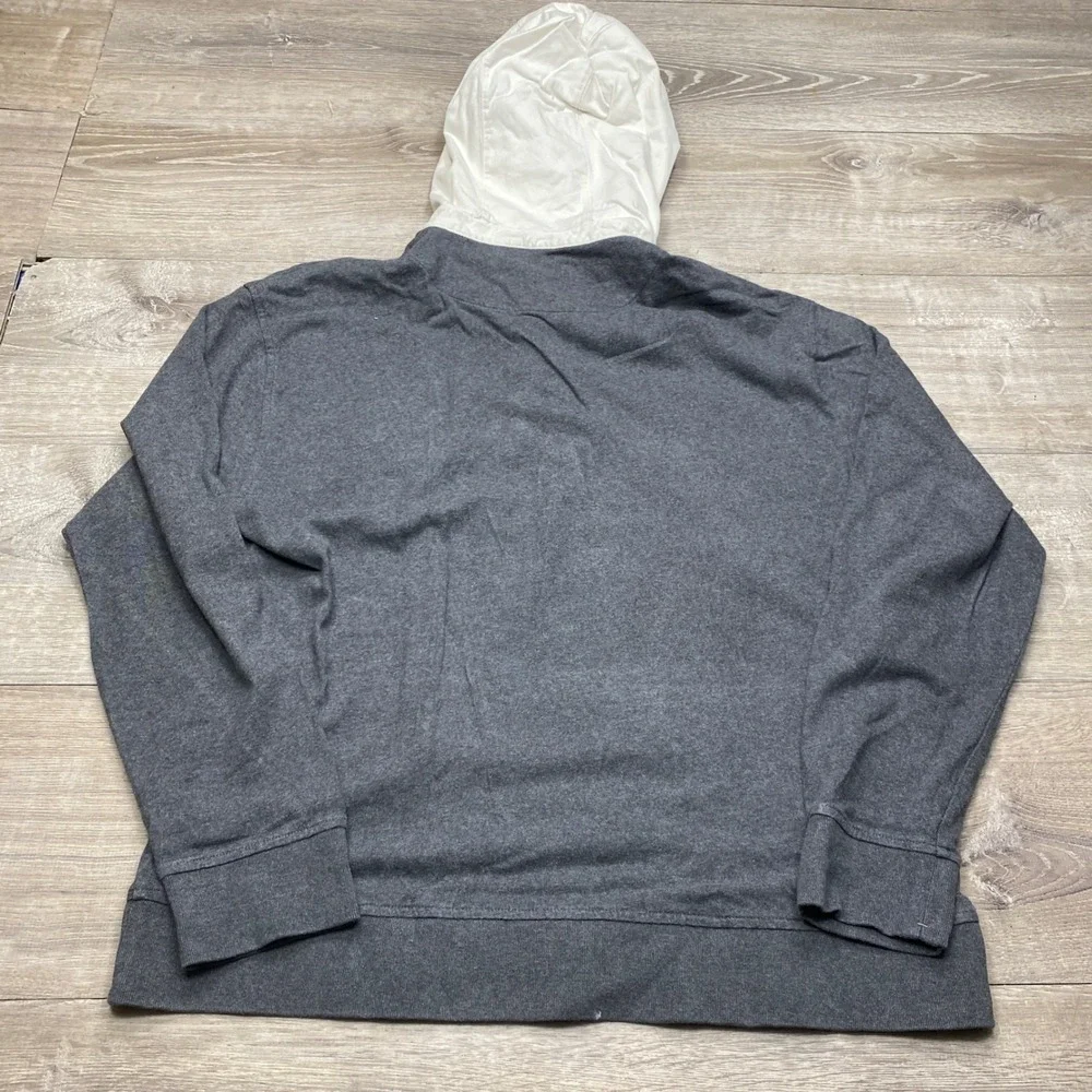 Banana Republic Rugby Hoodie Mens Large Tall Gray White Logo Pullover 441763-01